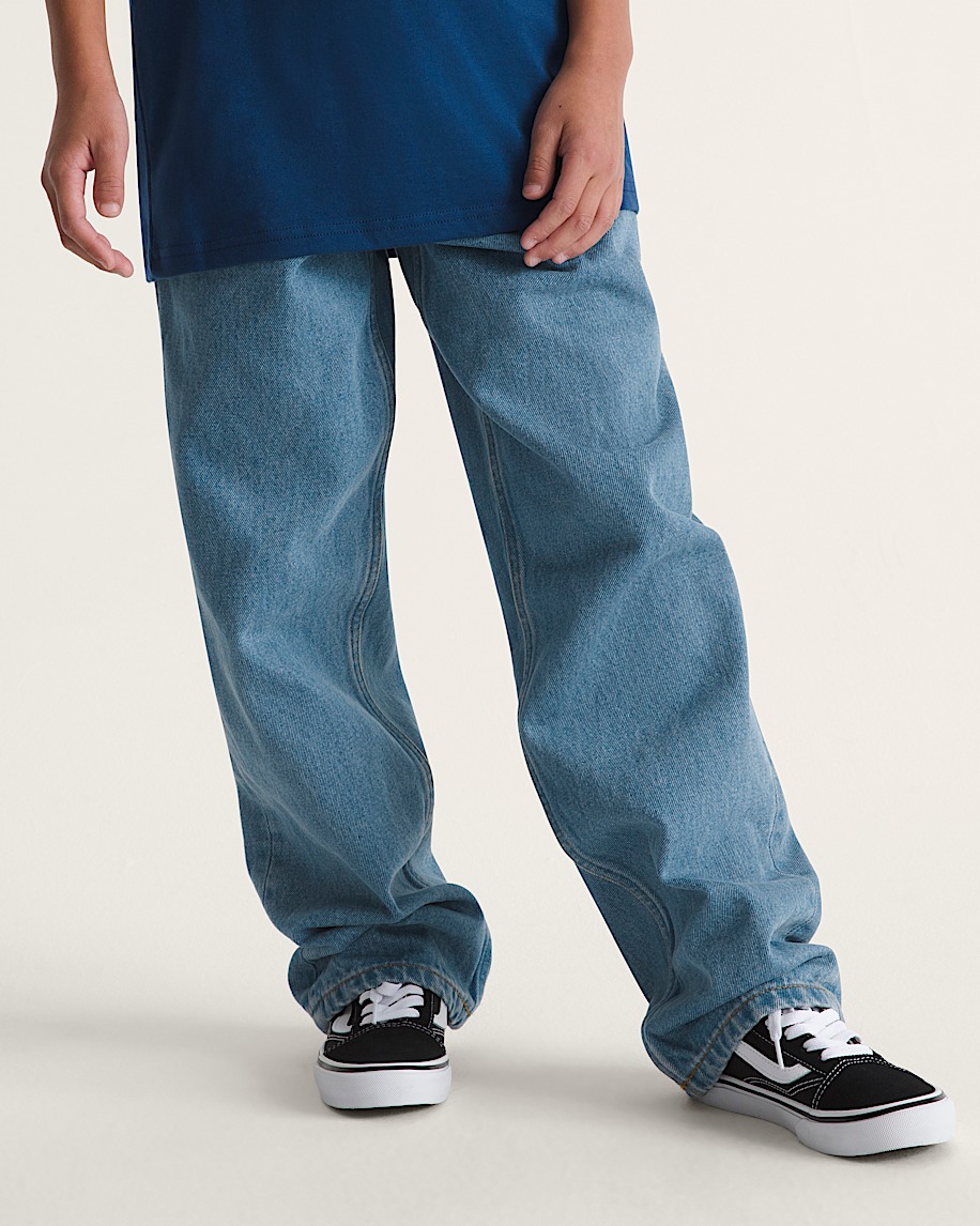 Kids Check5 Loose Denim Pants VANS Stonewash Blue HERO