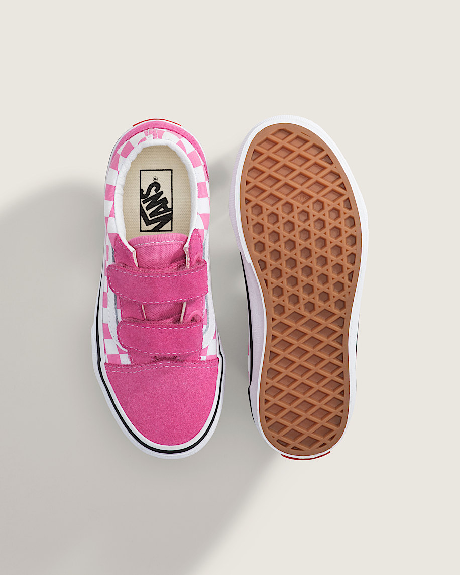 Little Kids Old Skool V Checkerboard Shoe VANS Checkerboard Fizz Pink ALT2
