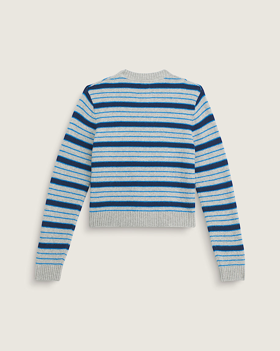 Premium Dolly Stripe Cardigan Sweater VANS Cement Heather Grey  Bright Azure Blue ALT1
