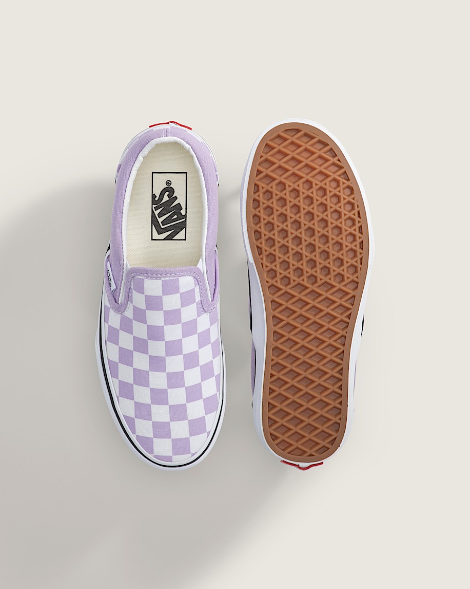 Big Kids Classic SlipOn Checkerboard Shoe VANS Checkerboard Soft Orchid Purple ALT2
