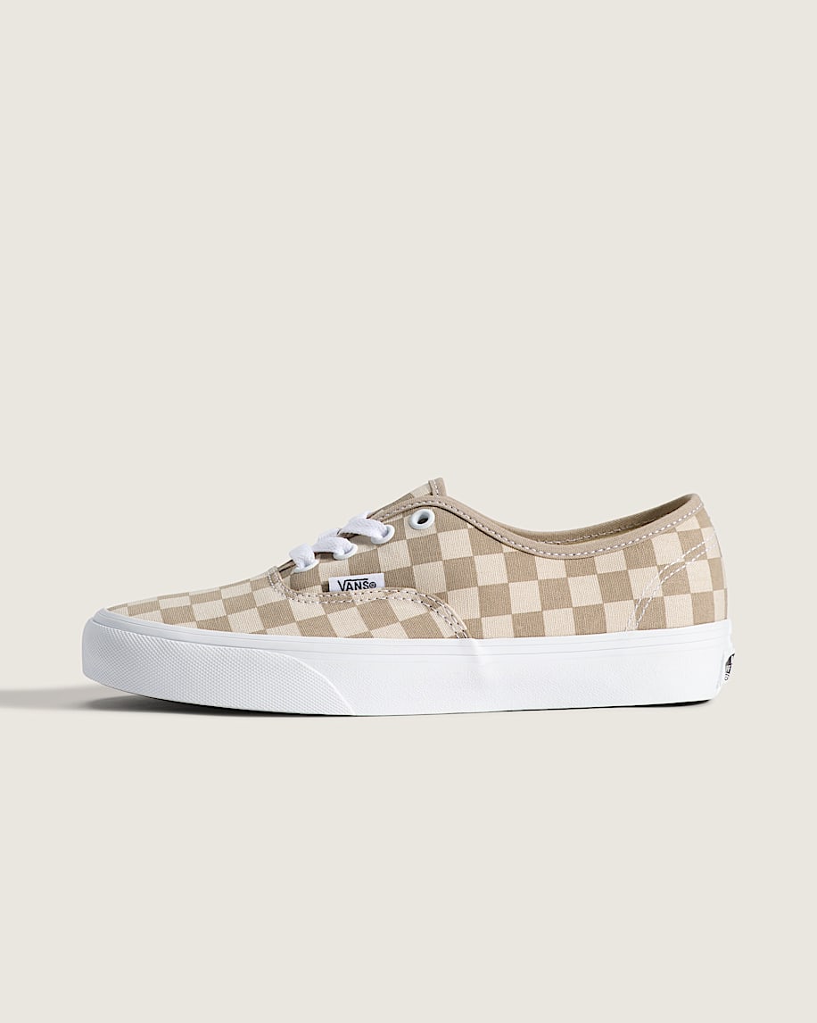 Authentic Checkerboard Shoe VANS Checkerboard Aluminum Grey  Oatmeal Beige HERO