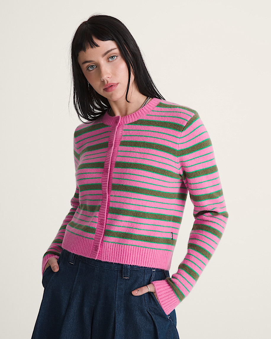 Dolly Stripe Cardigan Sweater VANS Fizz Pink ALT2