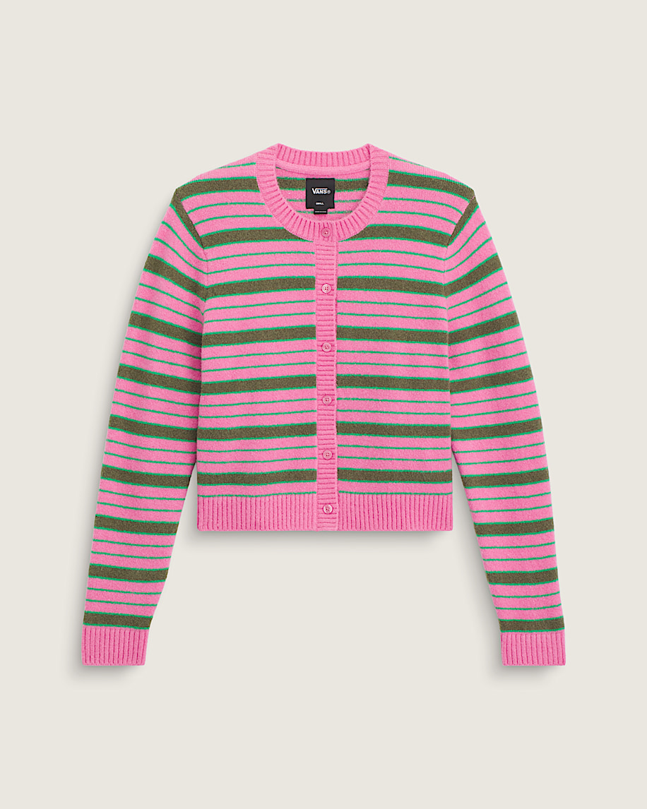 Dolly Stripe Cardigan Sweater VANS Fizz Pink HERO