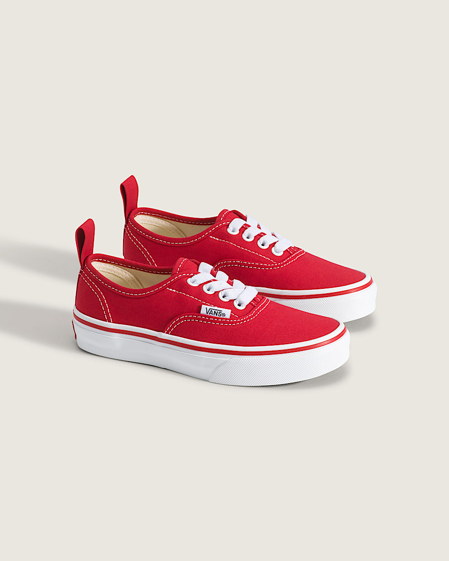 Little Kids Authentic Elastic Lace Shoe VANS Racing Red  True White ALT1
