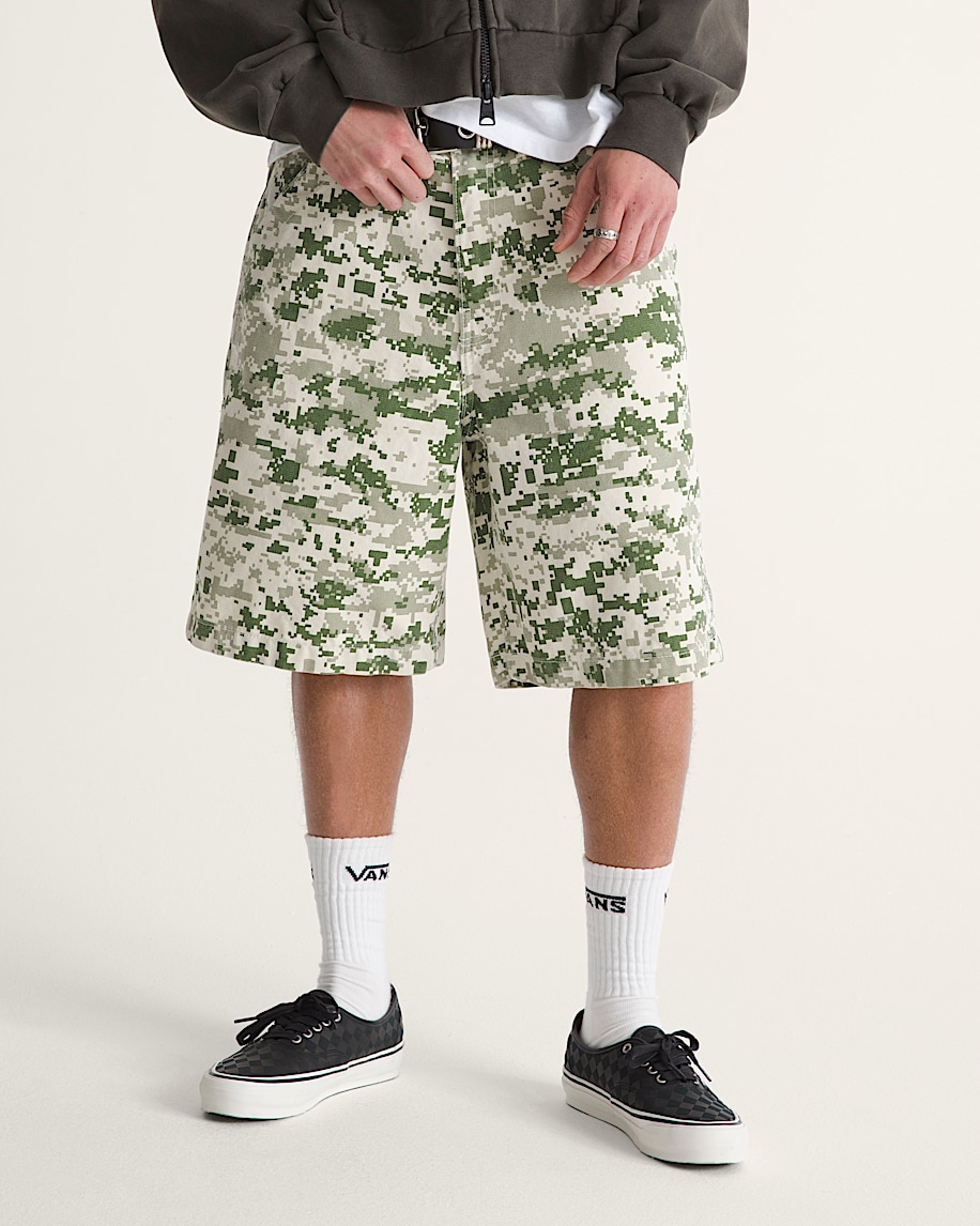 Premium Check5 Baggy Canvas Short VANS Digi Camo Green ALT2
