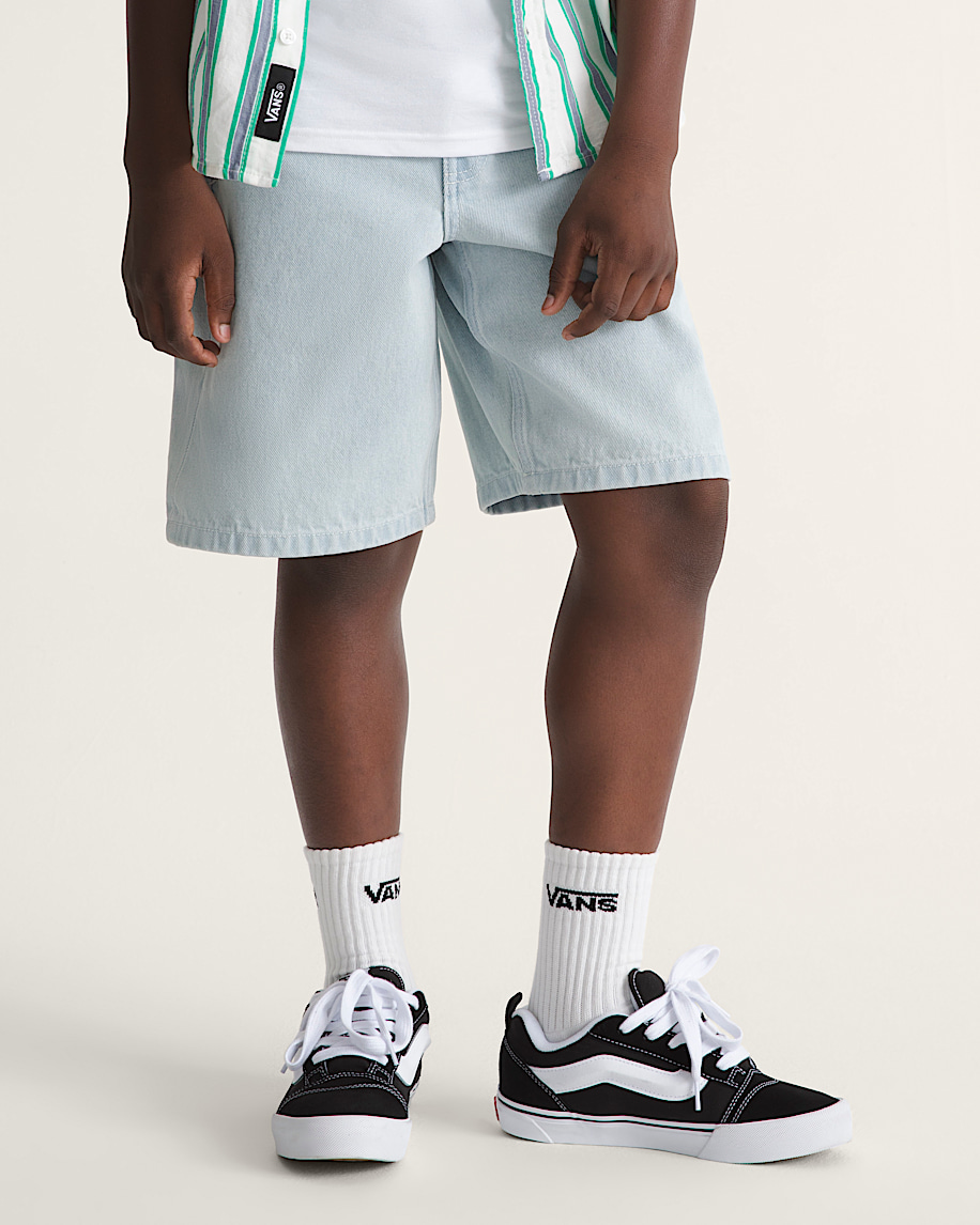 Kids Check5 Baggy Denim Shorts VANS Ice Blue ALT2
