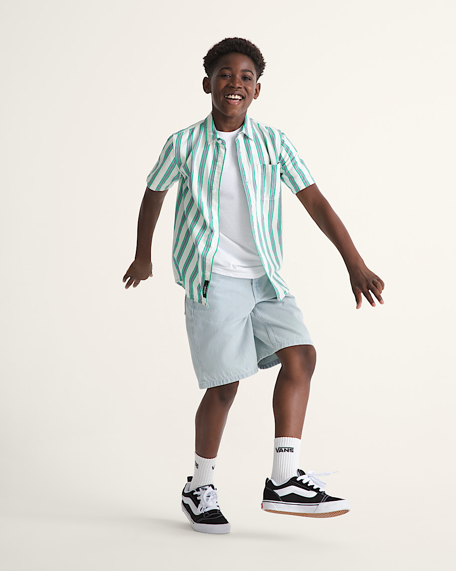 Kids Check5 Baggy Denim Shorts VANS Ice Blue ALT3