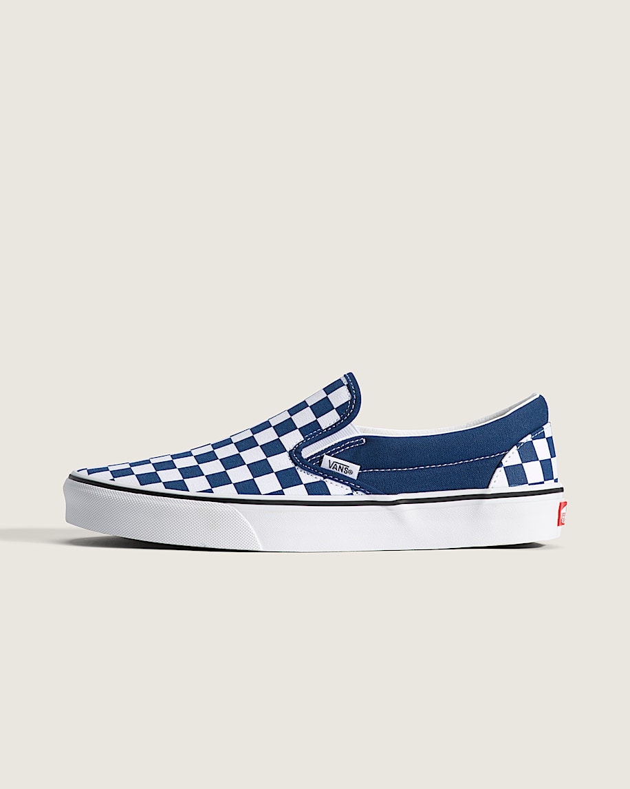 Classic SlipOn Checkerboard Shoe VANS Checkerboard Deep Indigo Blue HERO