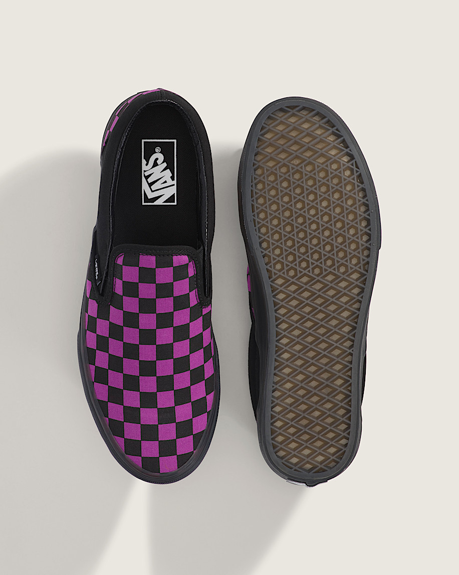 Classic SlipOn Checkerboard Shoe VANS Checkerboard Black  Purple ALT2