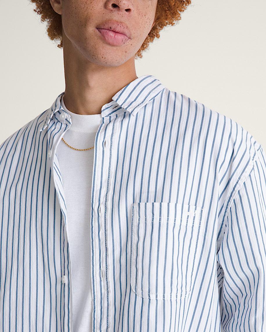 Premium Dobby Stripe Long Sleeve Shirt VANS White ALT4