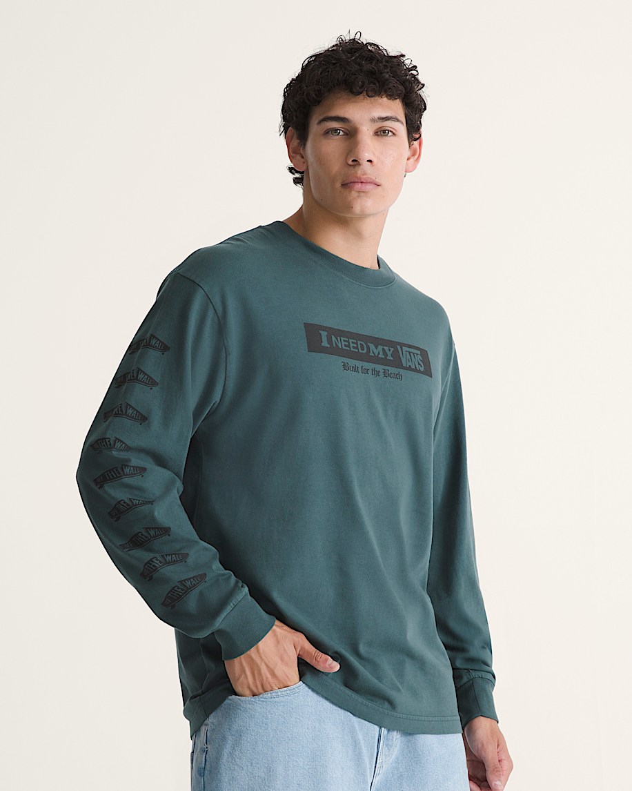 I Need My Long Sleeve TShirt VANS Mossy Olive Green ALT2