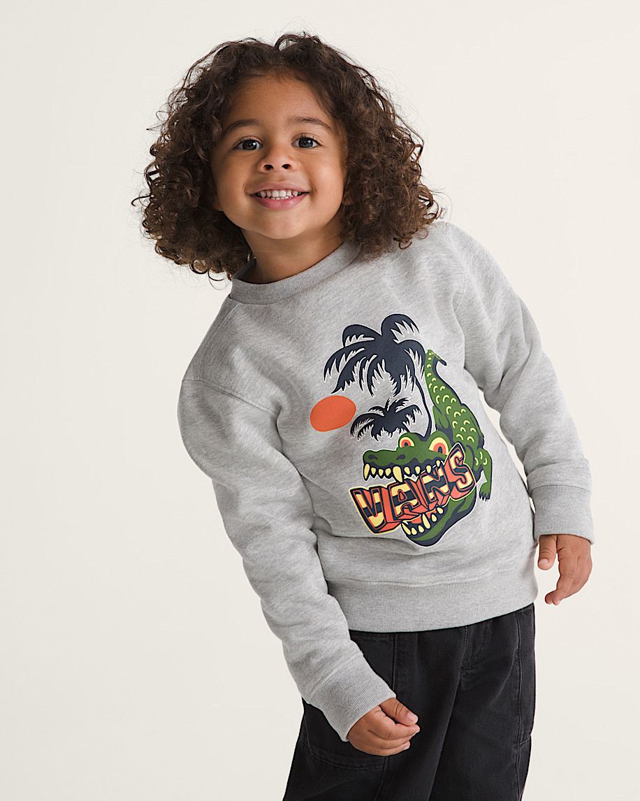 Little Kids Wise Croc Crew Sweatshirt VANS Cement Heather Grey ALT2