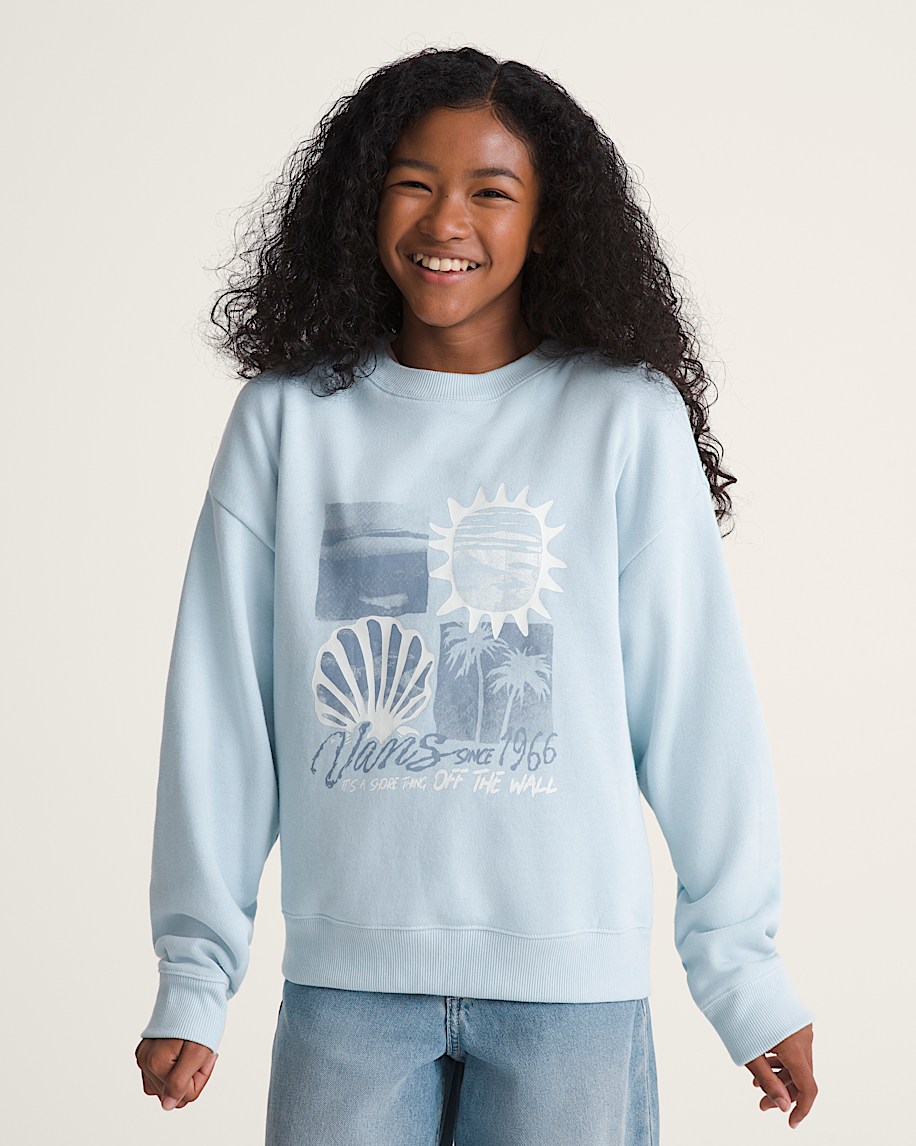 Kids Shore Thing Os Crew Sweatshirt VANS Dawn Mist Blue ALT2