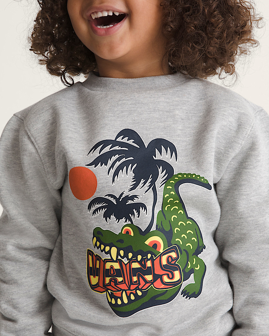 Little Kids Wise Croc Crew Sweatshirt VANS Cement Heather Grey ALT4