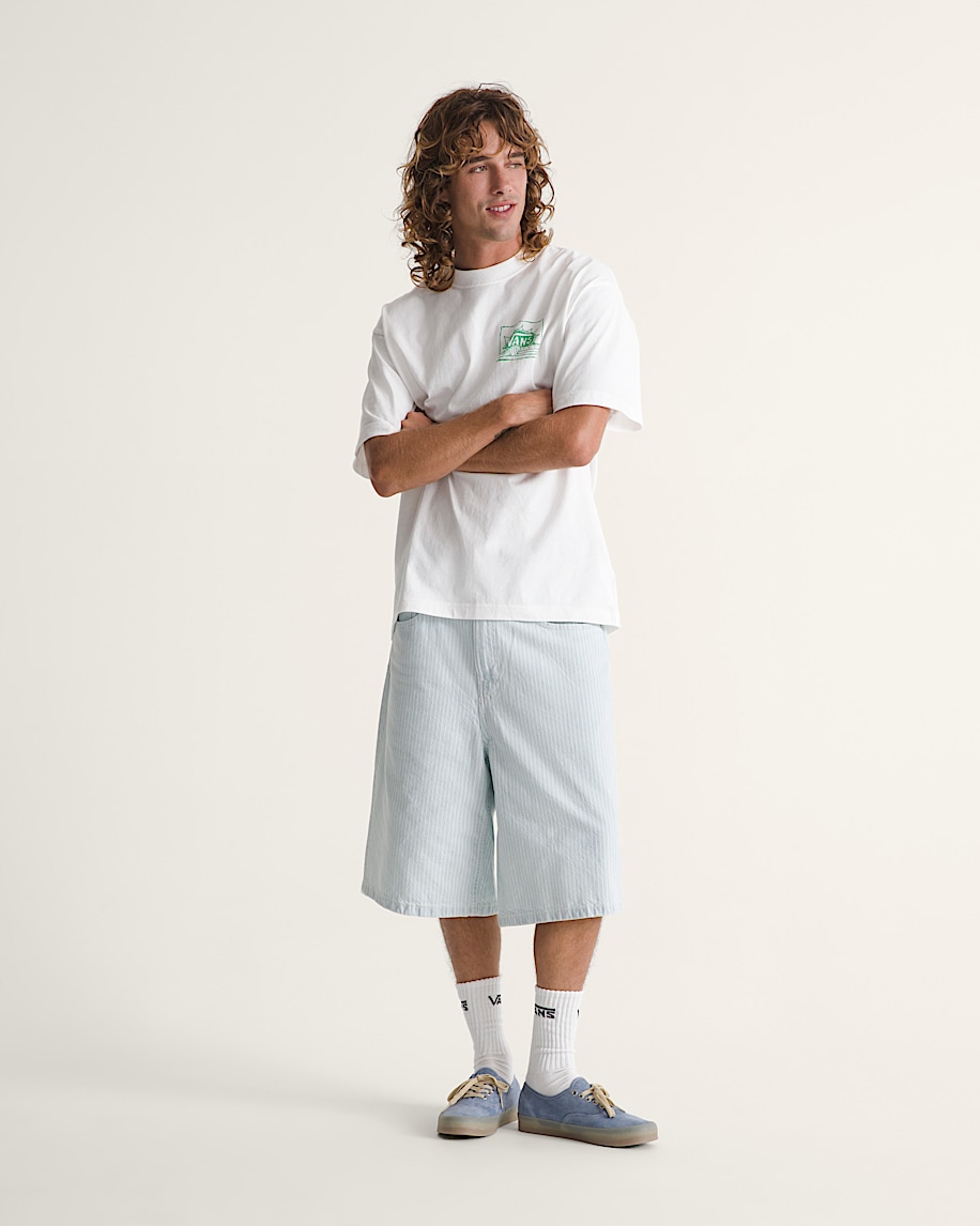 Check5 Baggy Denim Shorts VANS Ice Stripe Blue ALT3