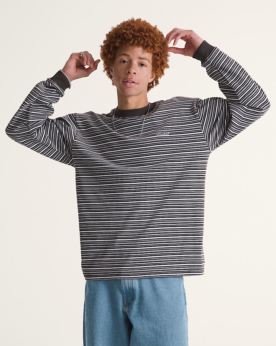 Wesley Stripe Long Sleeve Knit Shirt VANS Faded Black ALT3