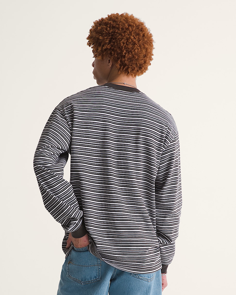 Wesley Stripe Long Sleeve Knit Shirt VANS Faded Black ALT4