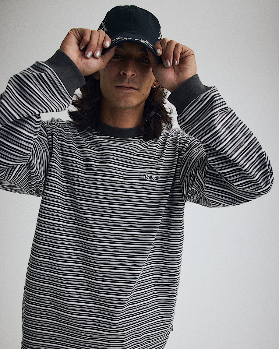 Wesley Stripe Long Sleeve Knit Shirt VANS Faded Black HERO