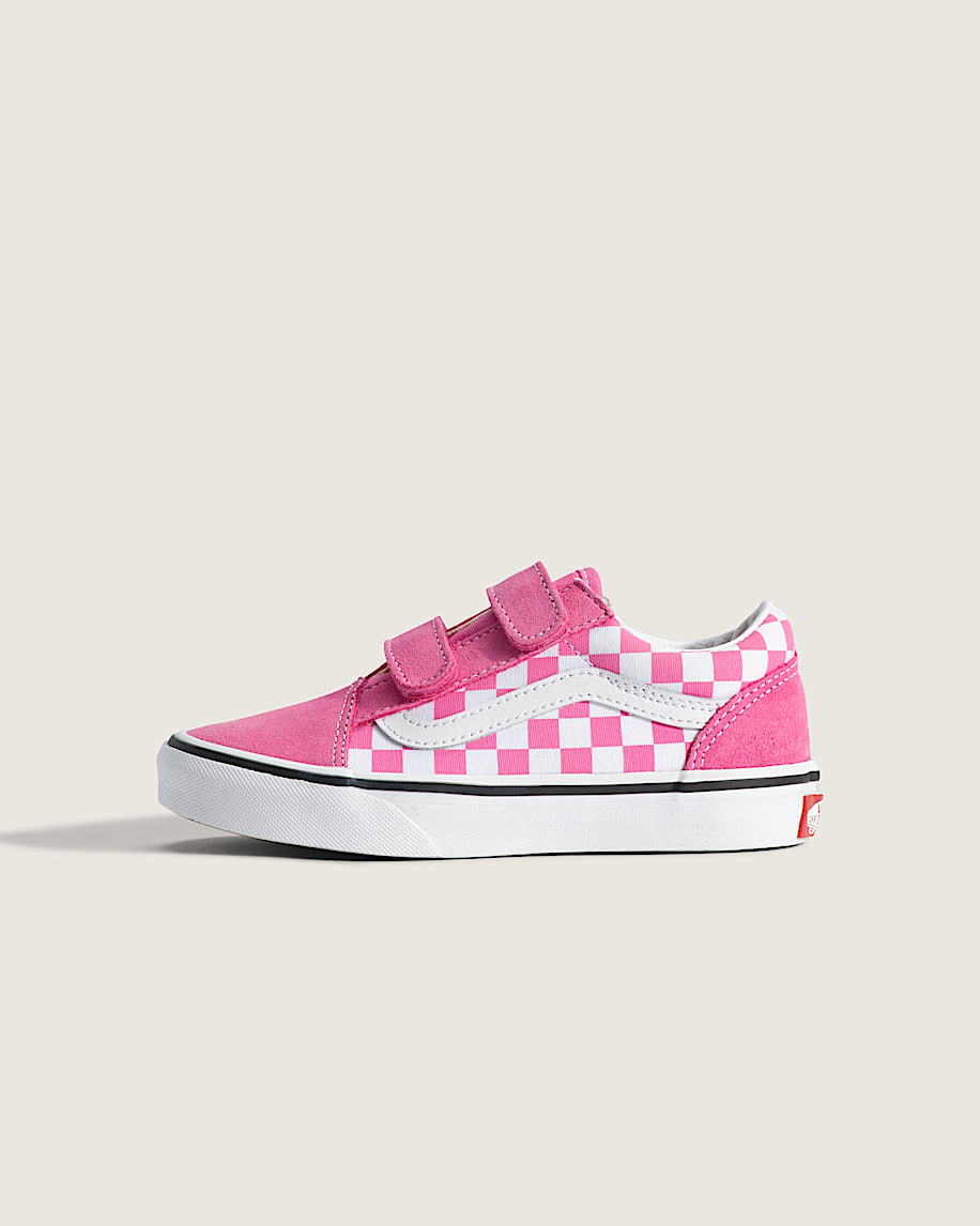 Little Kids Old Skool V Checkerboard Shoe VANS Checkerboard Fizz Pink HERO