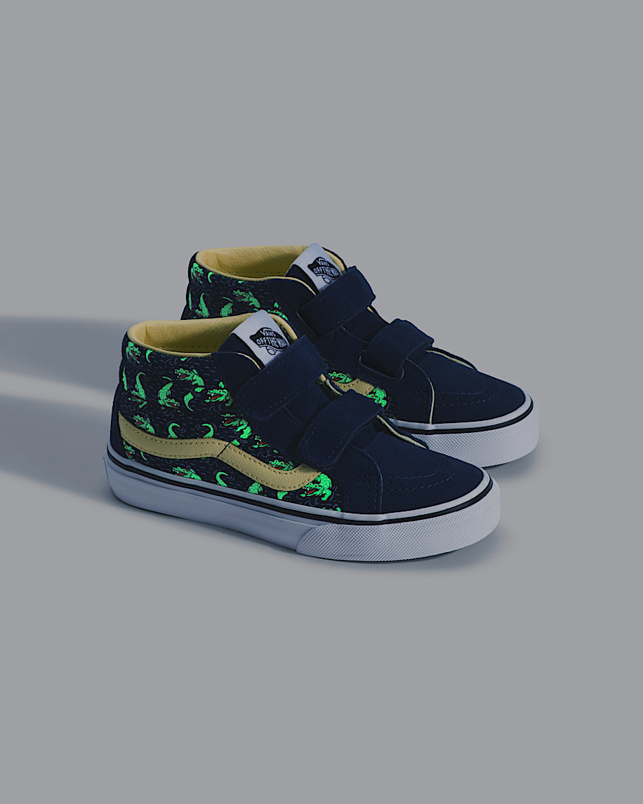 Little Kids Sk8Mid V Shoe VANS GlowintheDark Navy Blue  Yellow ALT4