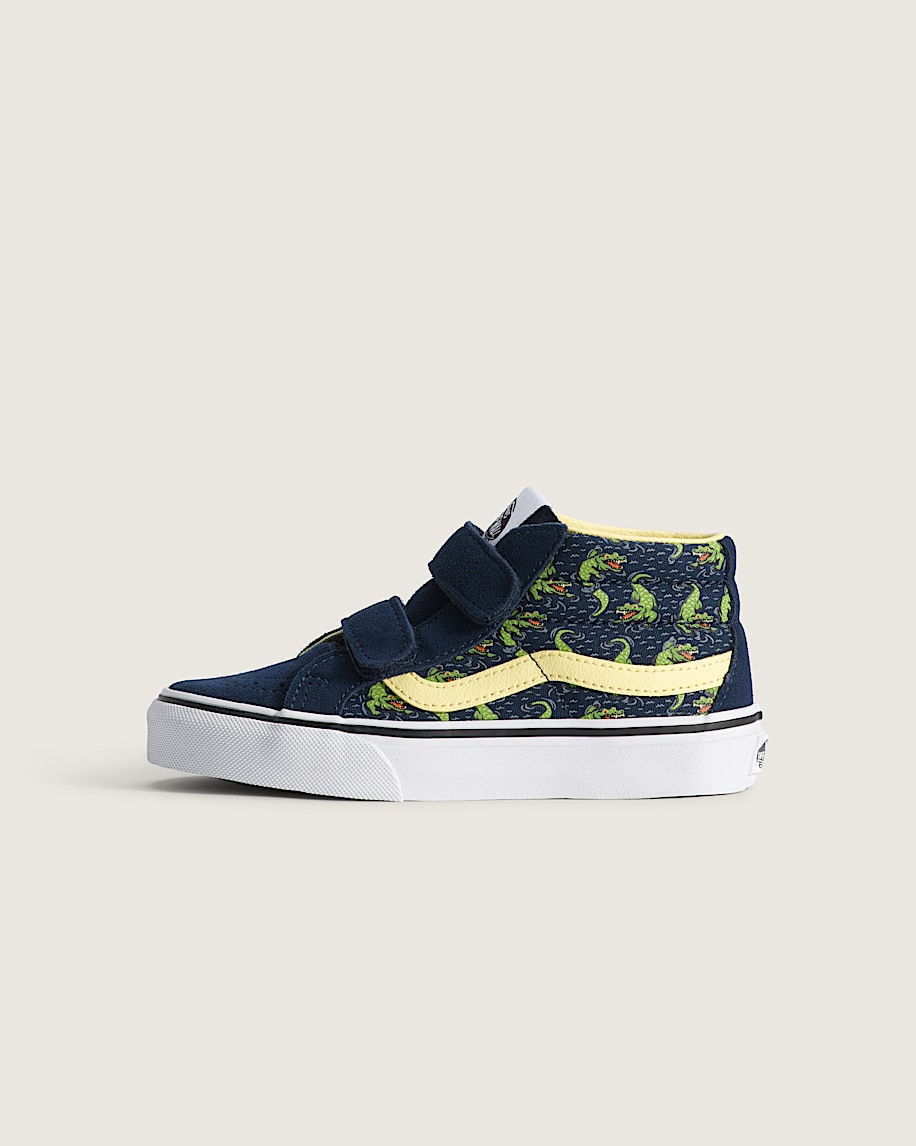 Little Kids Sk8Mid V Shoe VANS GlowintheDark Navy Blue  Yellow HERO