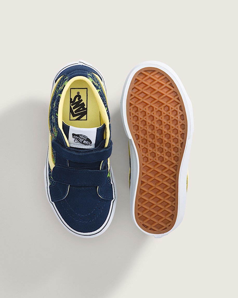 Little Kids Sk8Mid V Shoe VANS GlowintheDark Navy Blue  Yellow ALT2