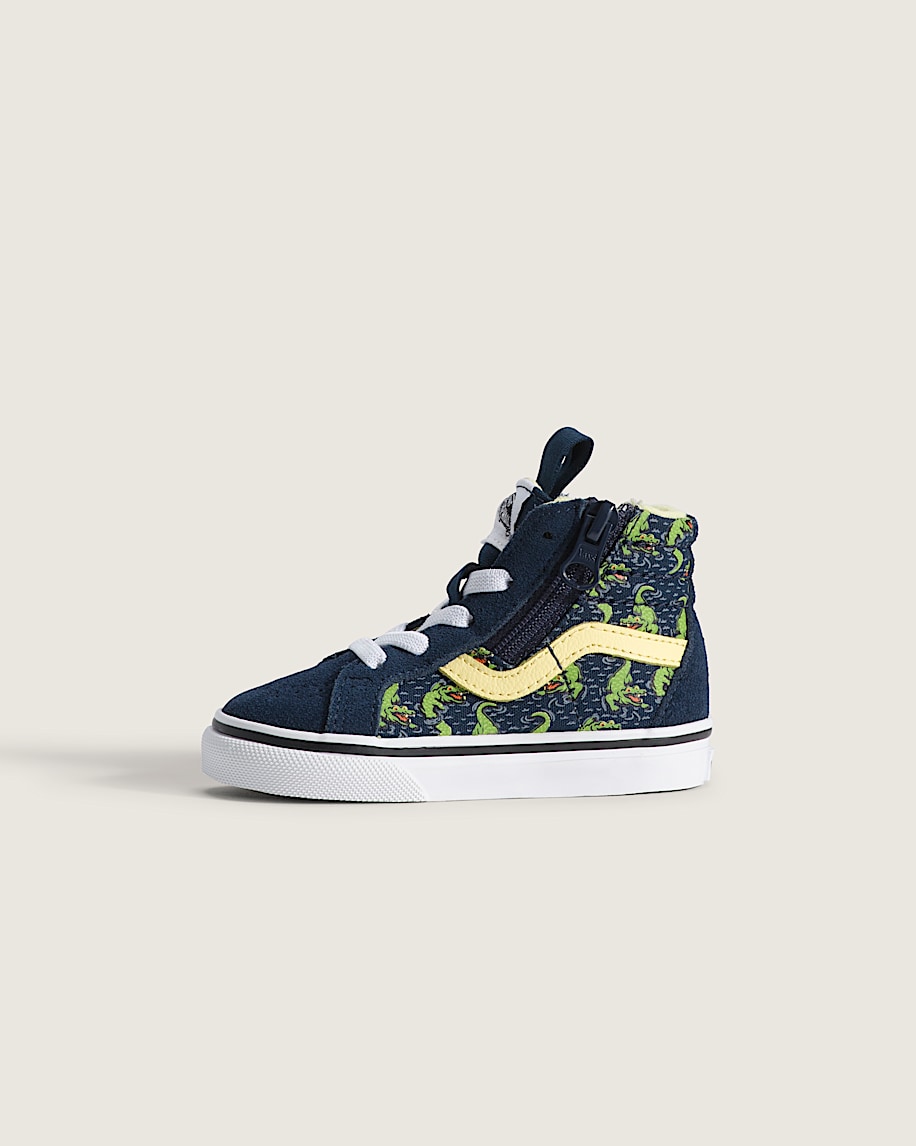Toddler Sk8Hi Side Zip Shoe VANS GlowintheDark Navy Blue  Yellow HERO