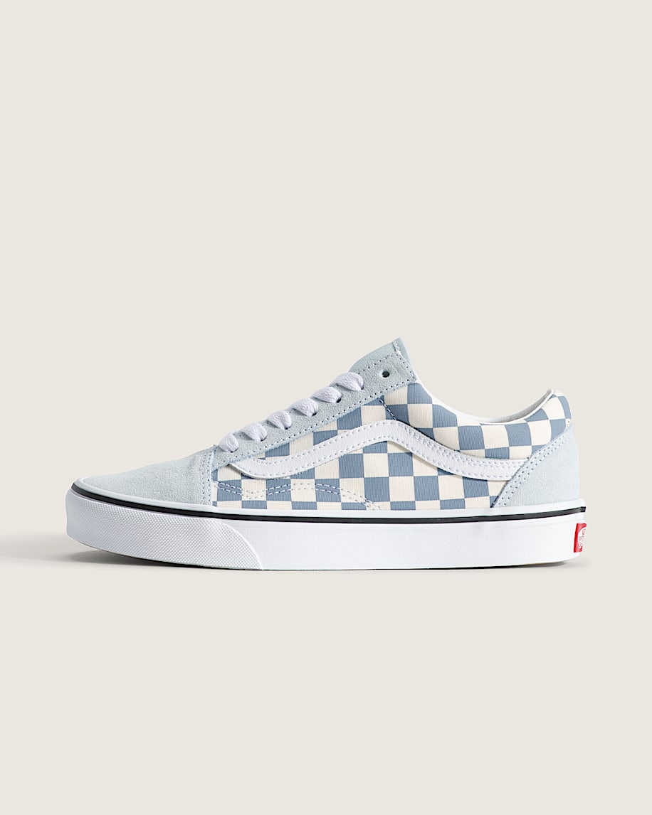 Old Skool Checkerboard Shoe VANS Checkerboard Dawn Mist Blue HERO