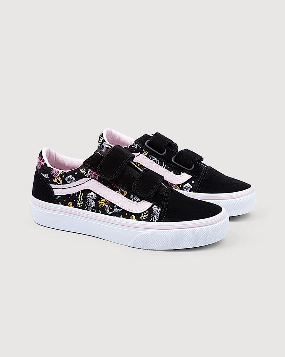 Little Kids Old Skool V Shoe VANS GlowintheDark Black  Pastel Pink ALT1