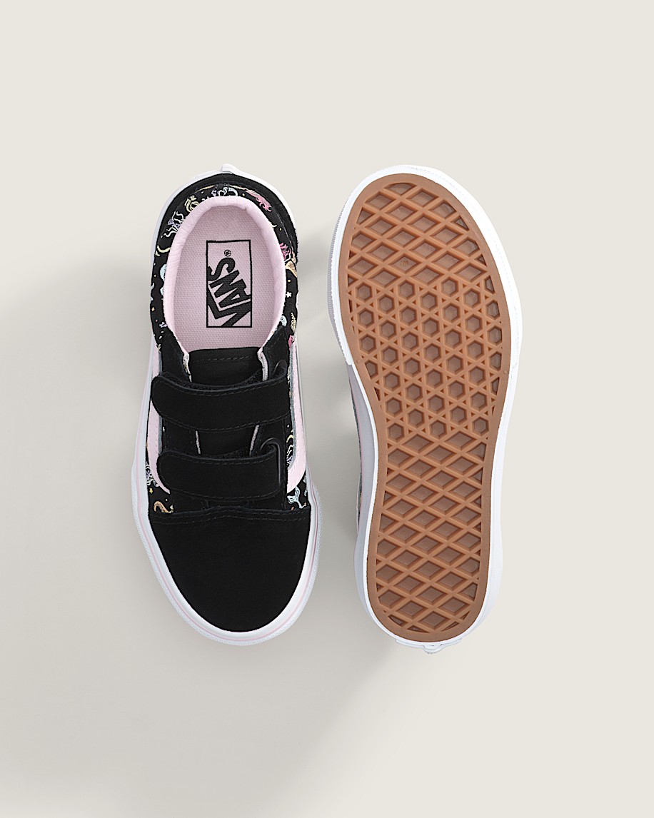 Little Kids Old Skool V Shoe VANS GlowintheDark Black  Pastel Pink ALT2