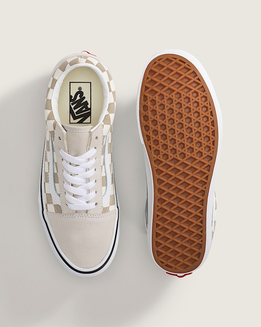 Old Skool Checkerboard Shoe VANS Checkerboard Oatmeal Beige ALT2