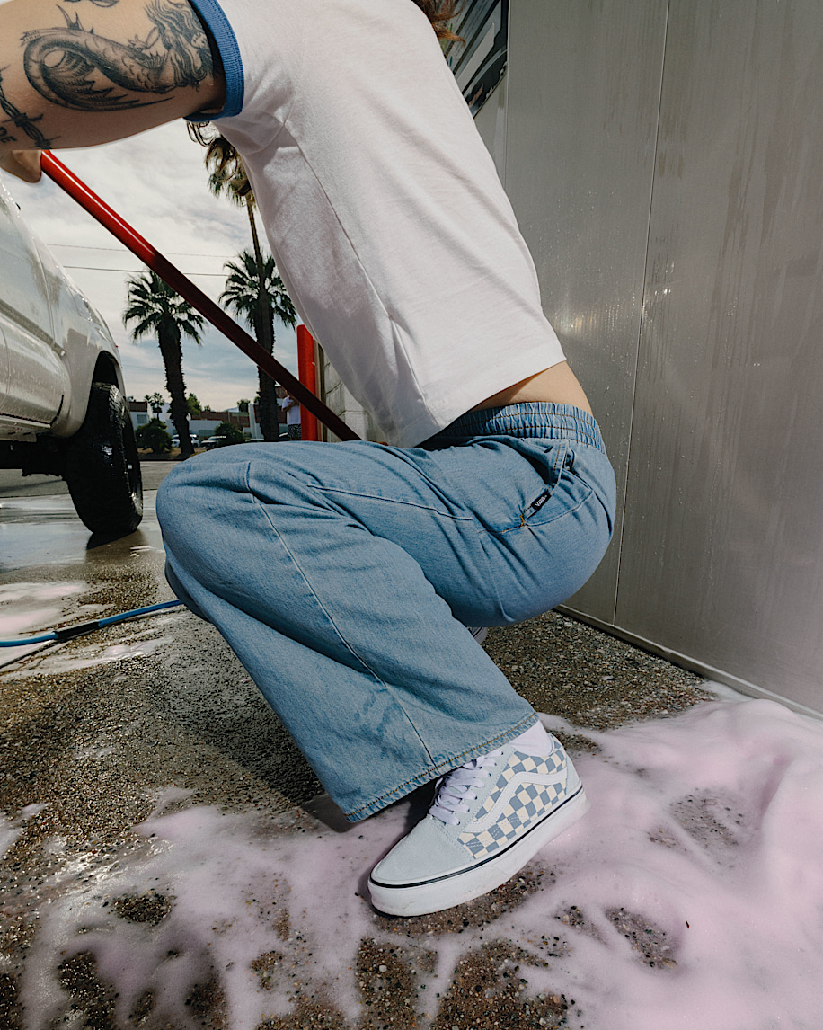 Chaussure Old Skool Checkerboard VANS Checkerboard bleu Dawn Mist ALT4