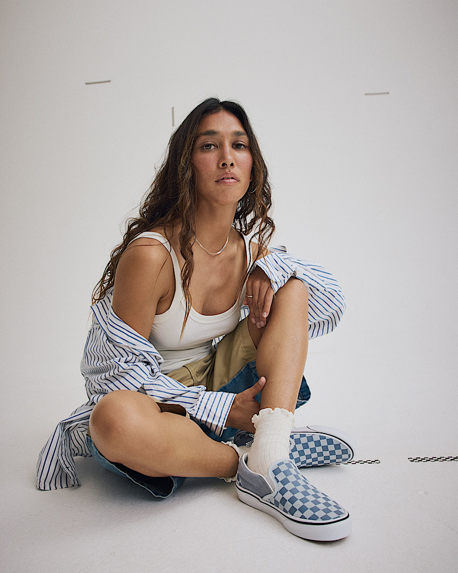 Classic SlipOn VANS CHECKERBOARD LIGHT BLUE ALT4