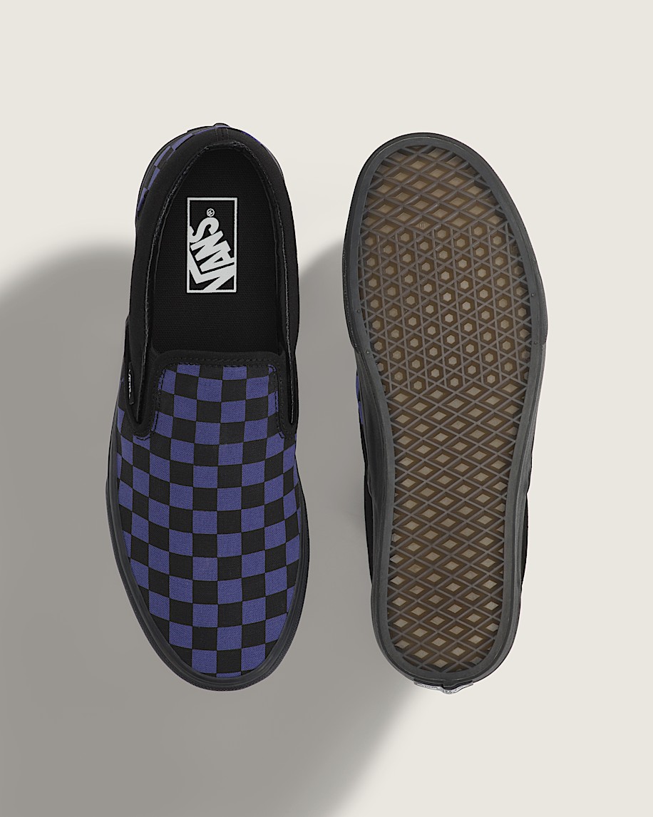 Classic SlipOn Checkerboard Shoe VANS Checkerboard Black  Twilight Haze Blue ALT2