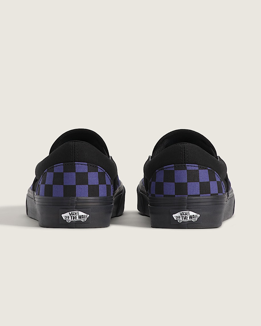 Classic SlipOn Checkerboard Shoe VANS Checkerboard Black  Twilight Haze Blue ALT3