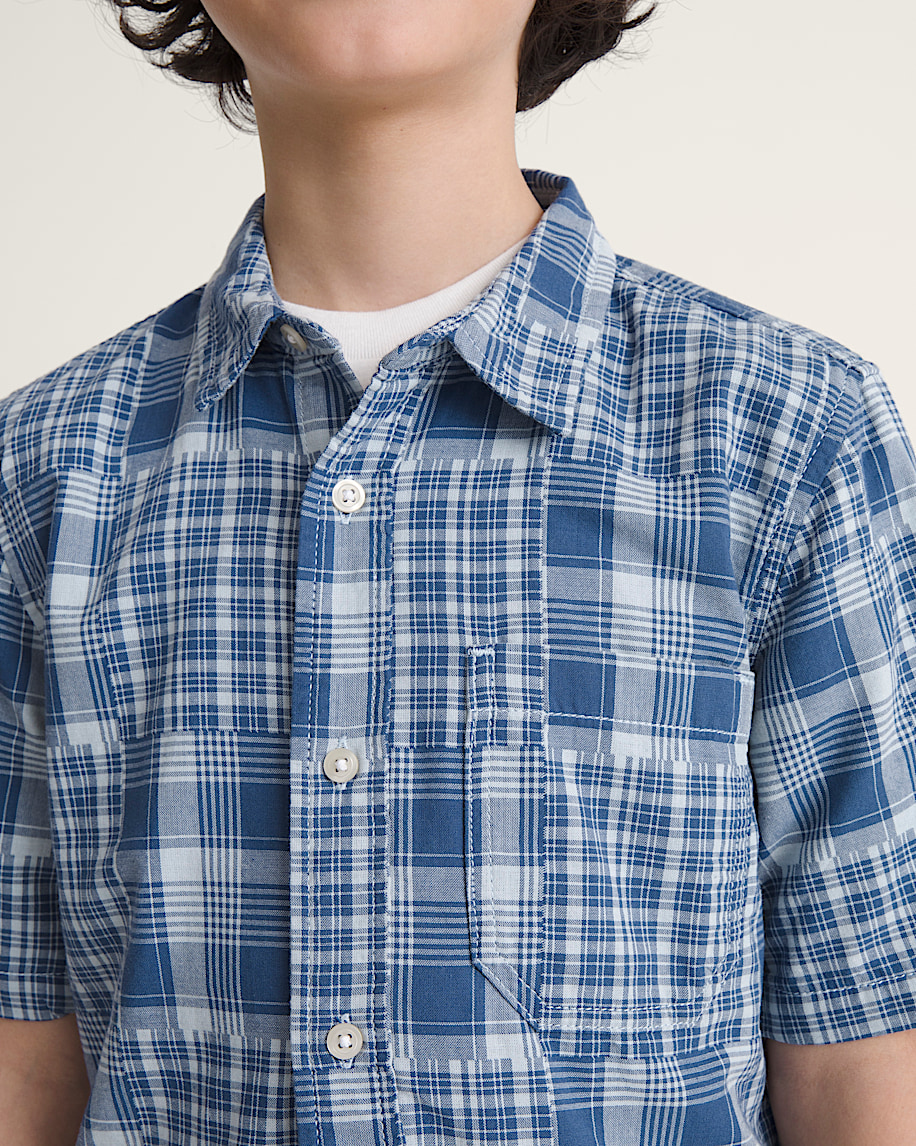 Kids Larkspur Plaid Shirt VANS True Navy Blue ALT4