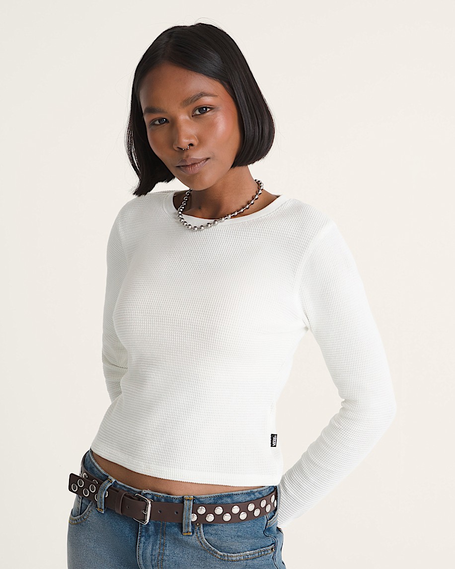 Teri Waffle Long Sleeve Shirt VANS Marshmallow White ALT2