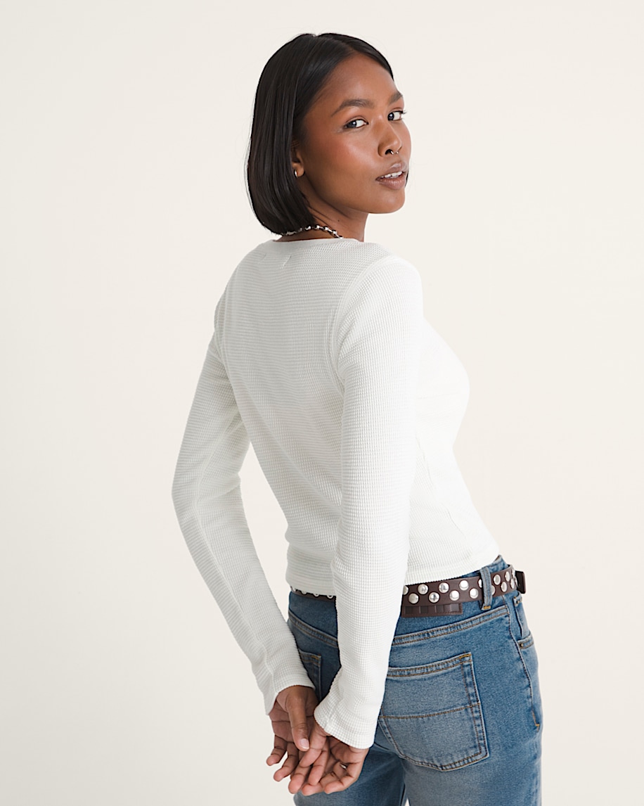 Teri Waffle Long Sleeve Shirt VANS Marshmallow White ALT3