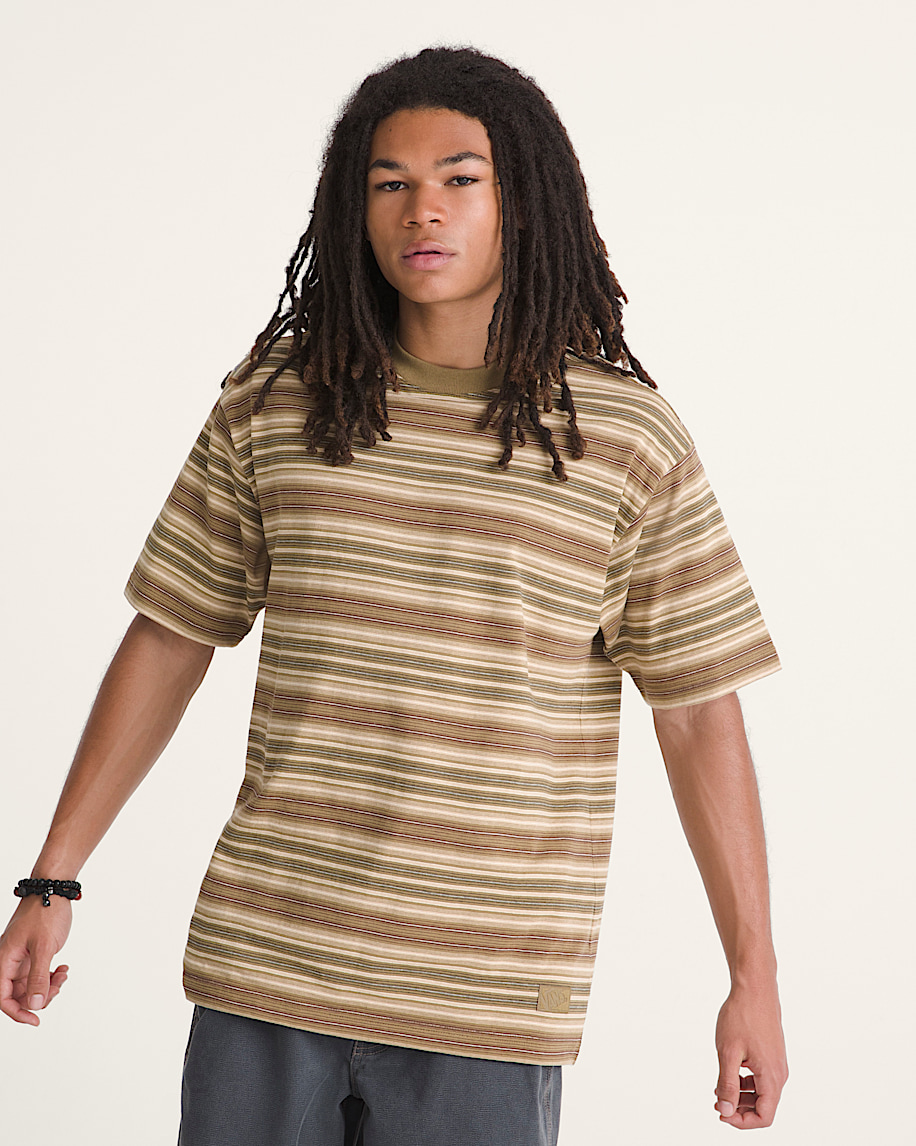Ringer Striped Knit Shirt VANS Olive Brown ALT2
