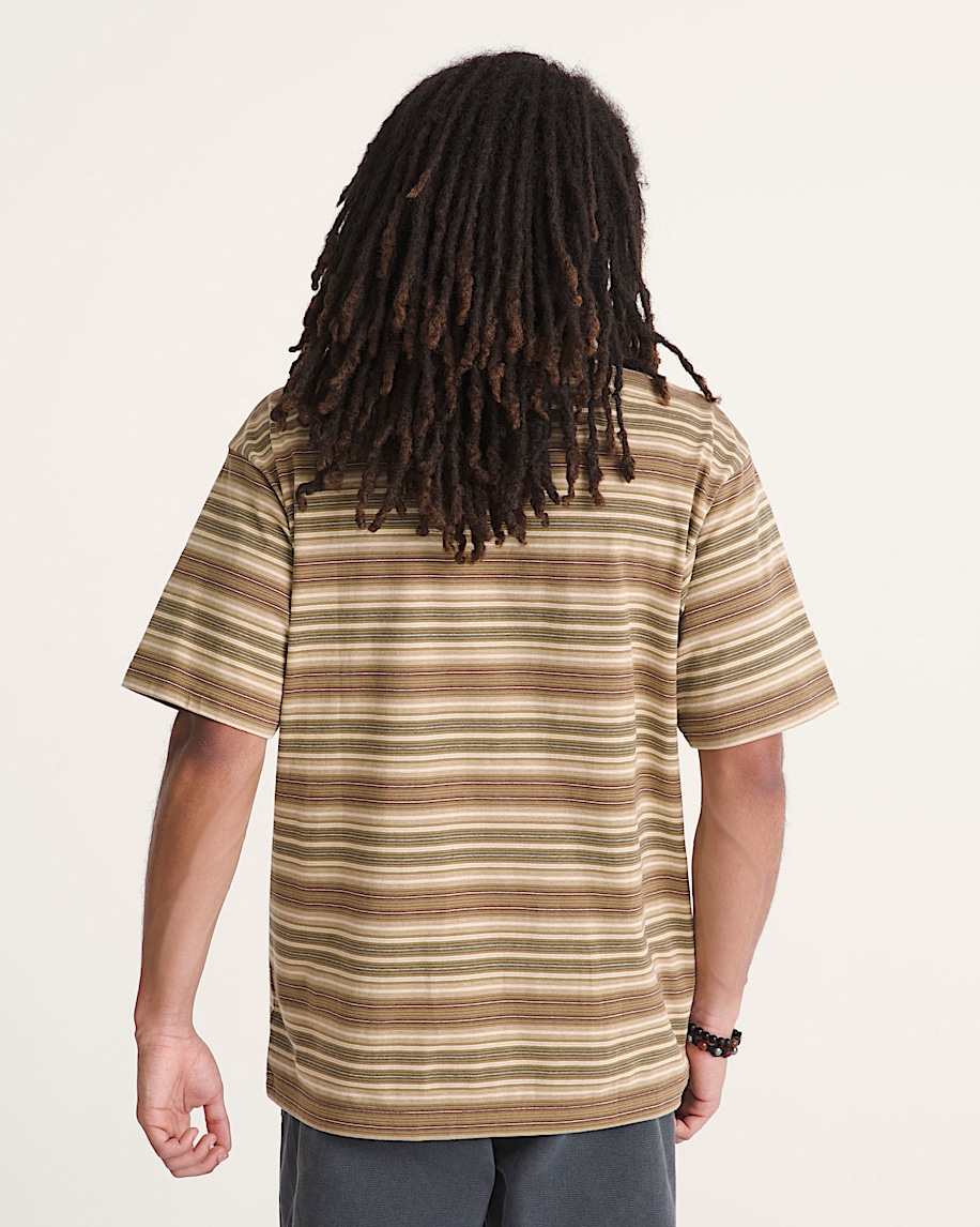 Ringer Striped Knit Shirt VANS Olive Brown ALT3