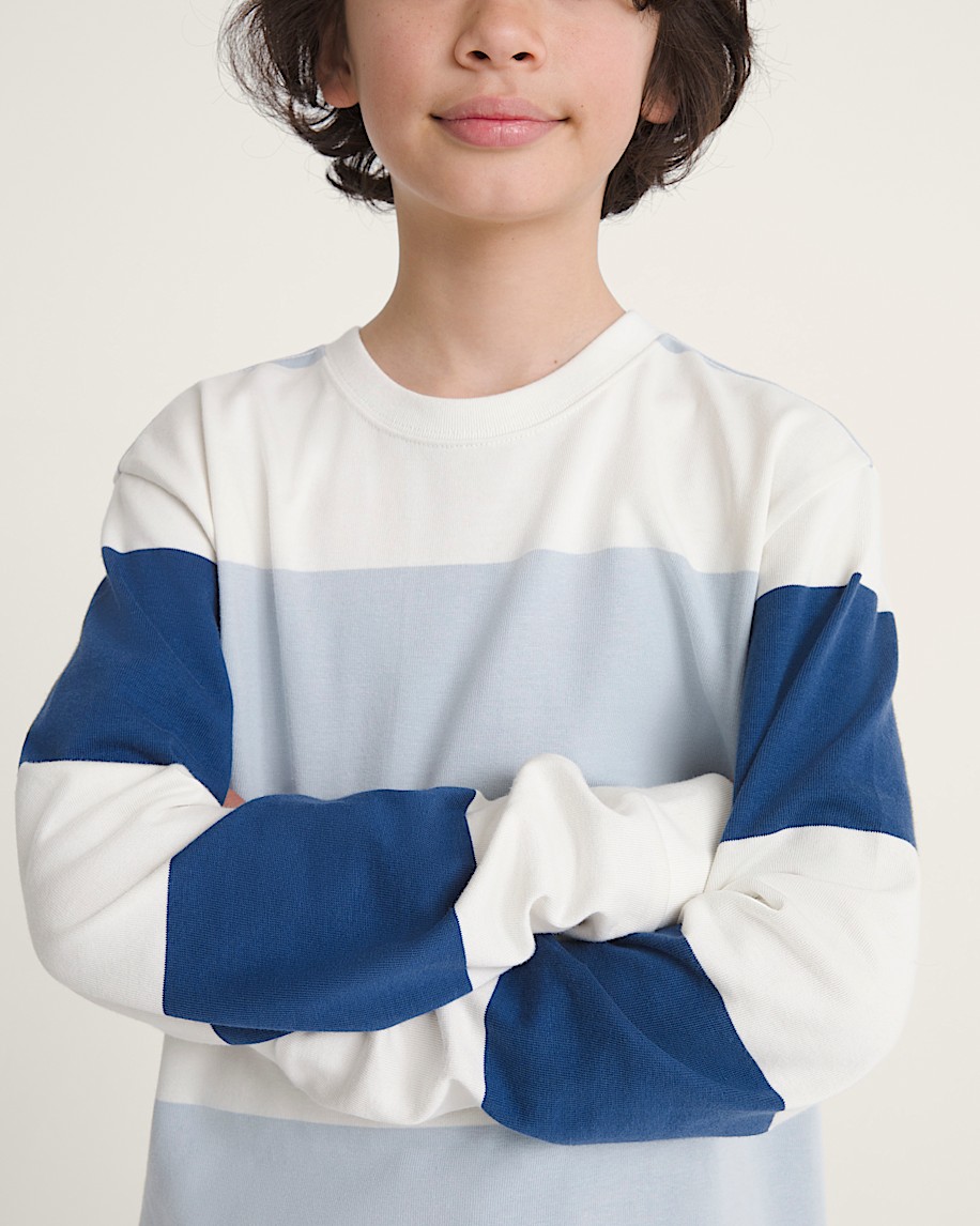 Kids Rugby Stripe Long Sleeve Knit VANS Soft Slate Blue ALT4