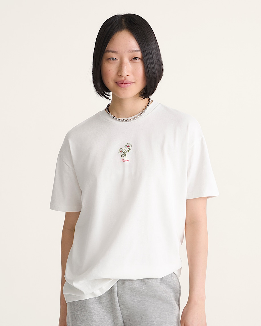 Hand Drawn Floral TShirt VANS Marshmallow White ALT2