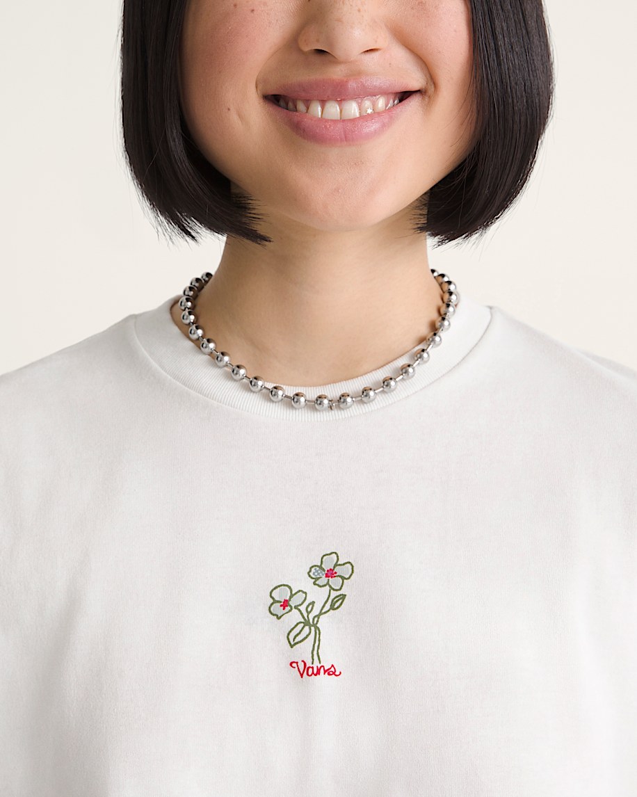 Hand Drawn Floral TShirt VANS Marshmallow White ALT4