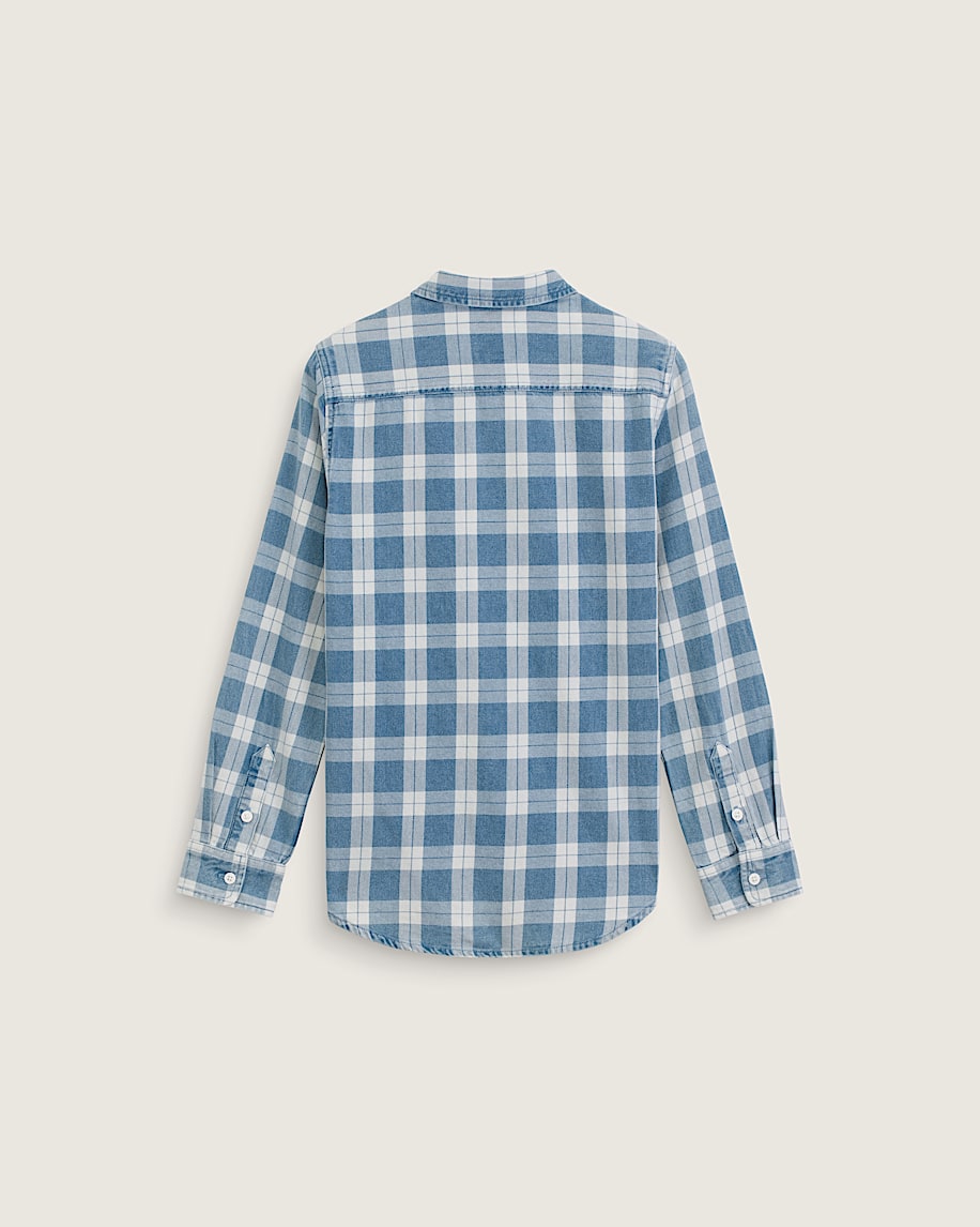 Kids Lawson Solid Oxford Long Sleeve Shirt VANS Bleach Indigo ALT1