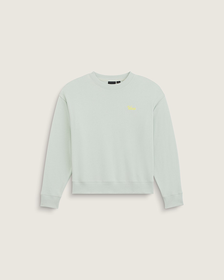 Kids Script Logo Oversized Crew Sweatshirt VANS Dusty Mint Green HERO