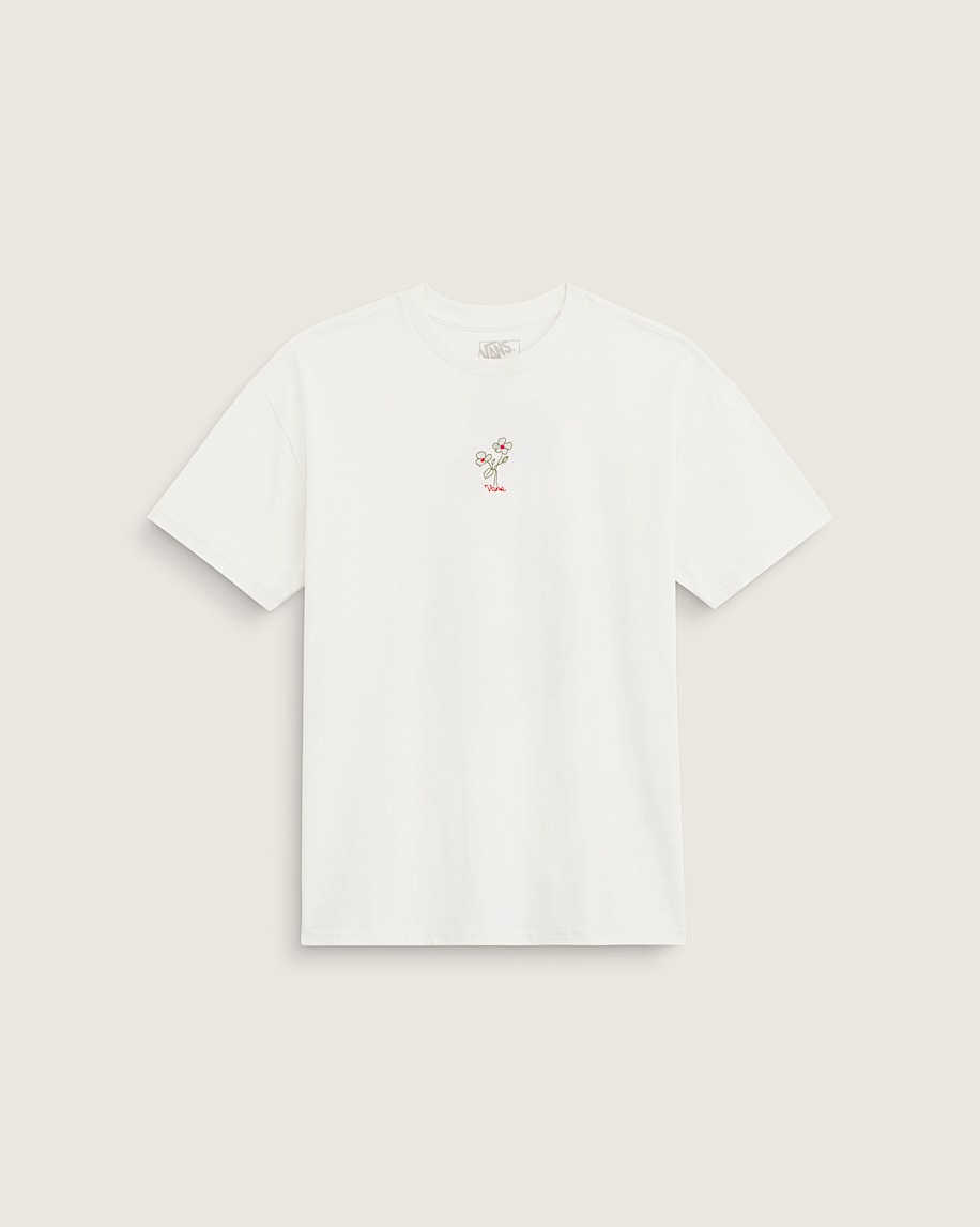 Hand Drawn Floral TShirt VANS Marshmallow White ALT1