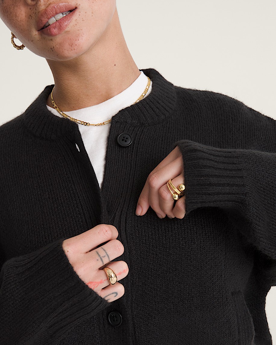 Teddy Round Neck Cardigan VANS Black ALT4