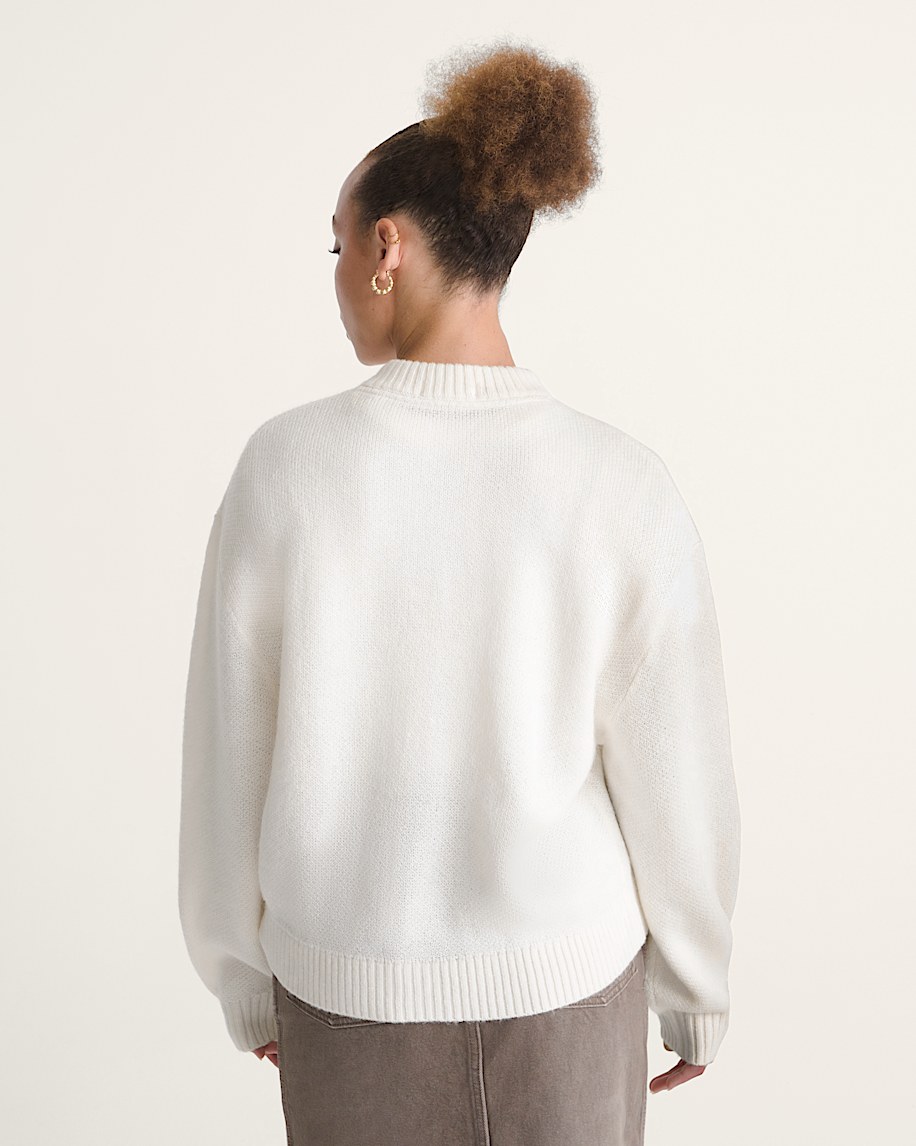 Teddy Round Neck Cardigan VANS Egret White ALT3