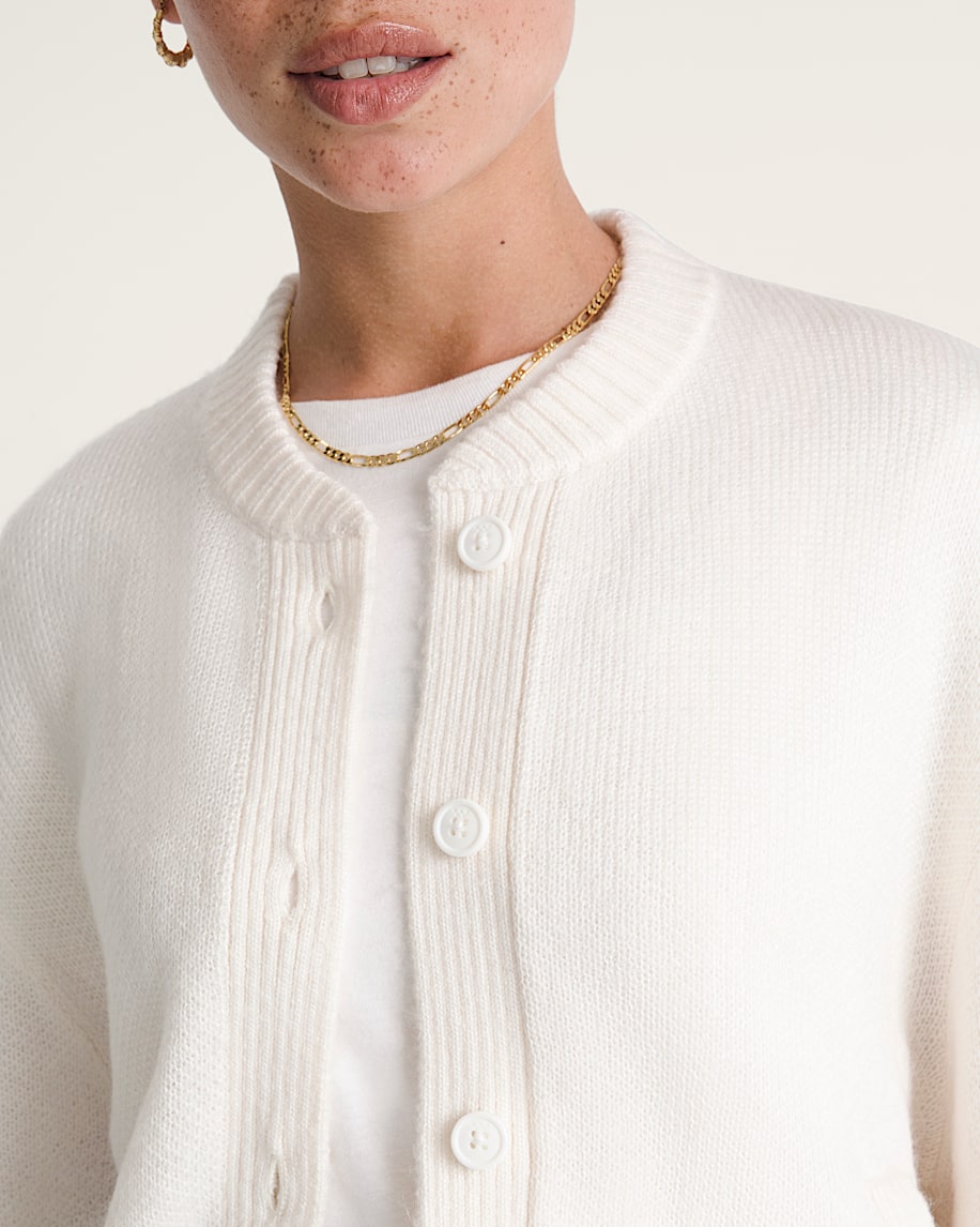 Teddy Round Neck Cardigan VANS Egret White ALT4