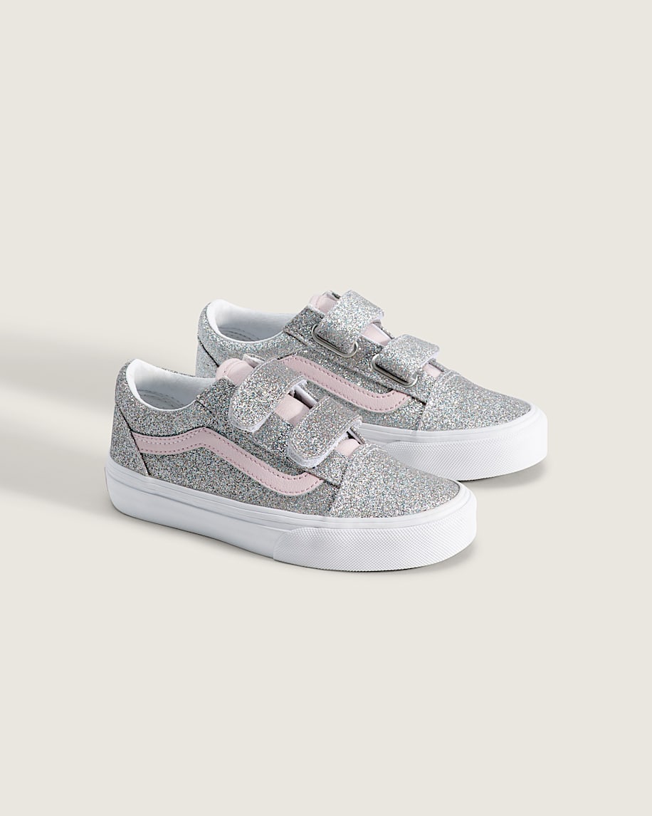 Little Kids Old Skool V Shoe VANS Glitter Silver  Pale Petal ALT1